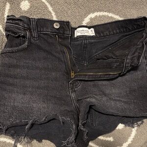 Abercrombie & Fitch Charcoal Frayed Denim Shorts